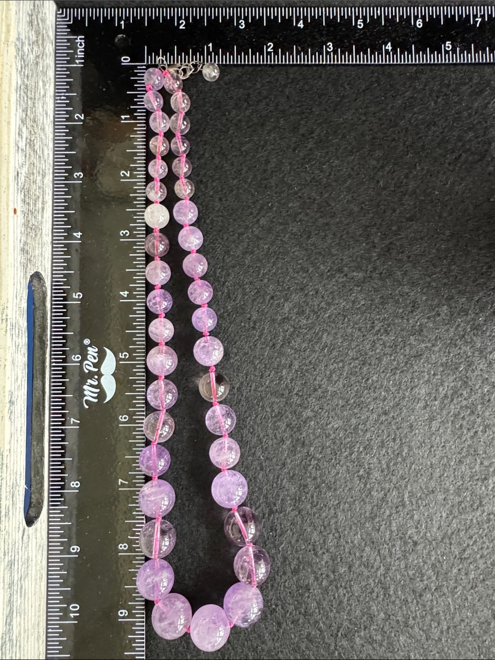VTG Genuine Lavender Amethyst Graduated Bead Necklace 17-18" - Picture 4 of 6